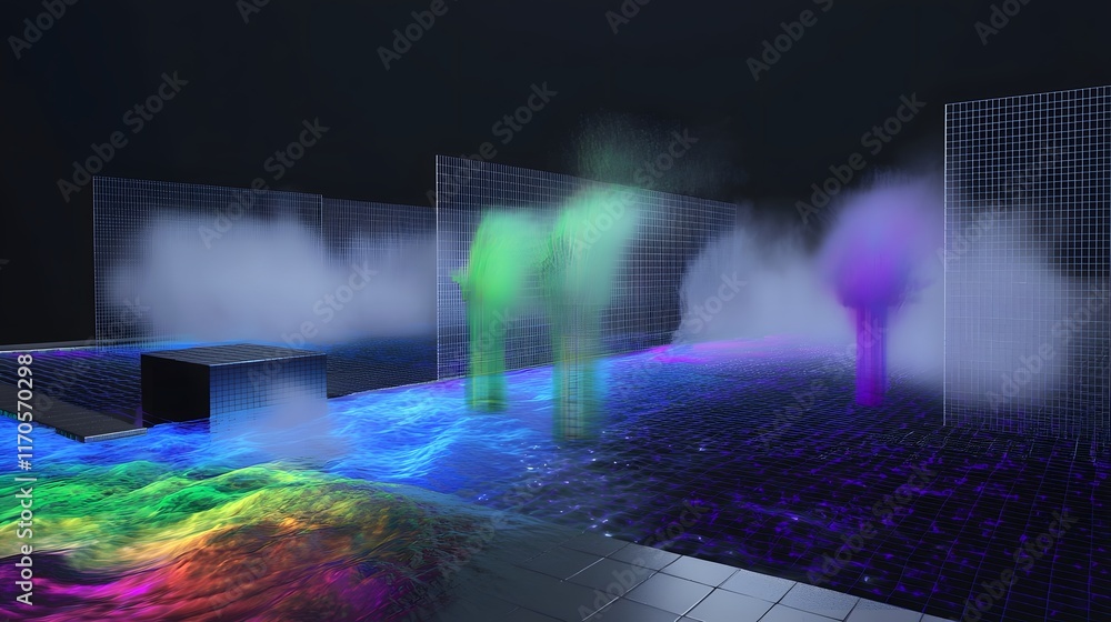 Poster A captivating quantum computing simulation that visualizes the Laplace equation demonstrating the intricate fluid dynamics and potential field patterns