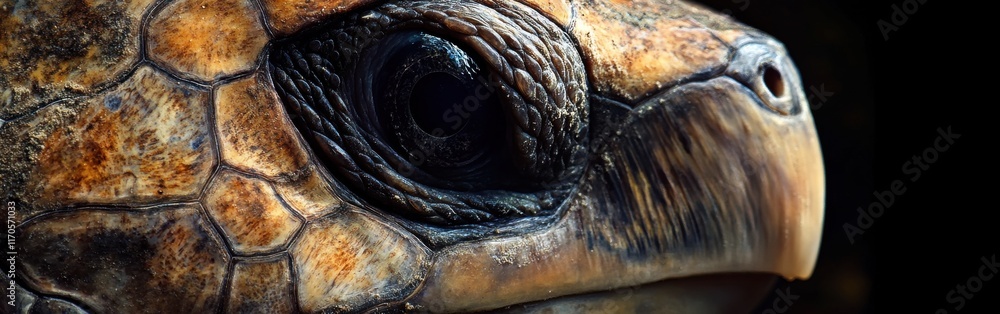 Aufkleber close view of a sea turtle's intricate face showcasing its unique features in natural habitat