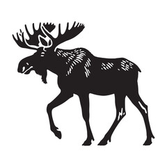 Minimalistic moose silhouette for artistic designs - Moose illustration - minimallest moose vector
