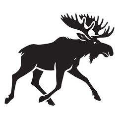 Bold moose silhouette for artistic and media designs - Moose illustration - minimallest moose vector
