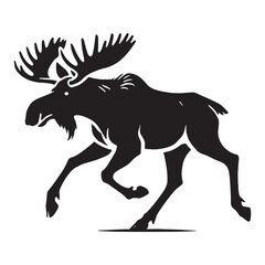 Simplified moose silhouette for creative art projects - Moose illustration - minimallest moose vector
