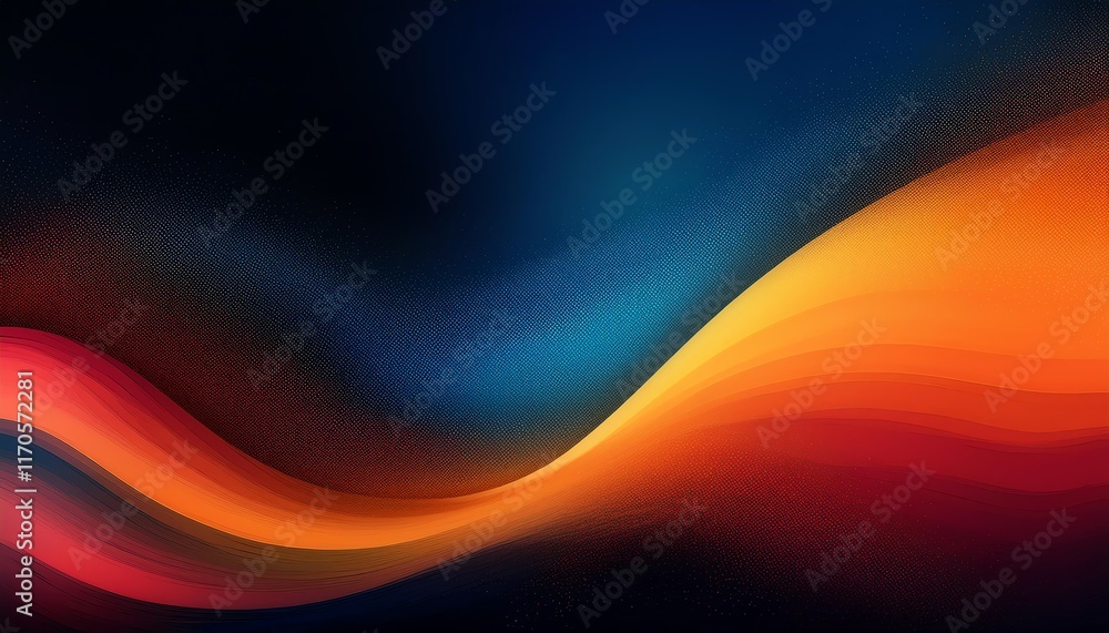 Poster a vibrant abstract gradient with flowing waves of orange, blue, and red, creating a dynamic and visu