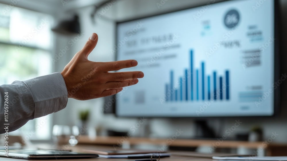 Poster business charts execution concept. business presentation with graphs and data projections.