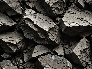 Dark and Textured: A Close-Up of Black Rock Formations,Close-up of a slate stone surface, revealing the layered and rough texture.