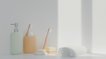 A bathroom with a white towel and a few other items