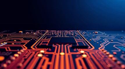 futuristic sci-fi circuit board, cool colors, soft dreamy atmosphere. High computer technology concept, electronic motherboard, advanced technology