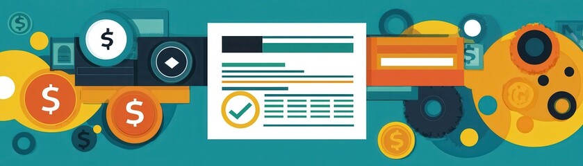 Fototapeta premium Tax penalty notification financial design conceptual graphic digital environment flat view illustration impact