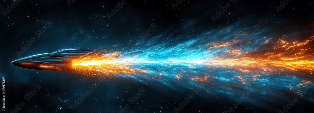 Poster blue light beams abstract art with glowing effects for speed and movement in technology design