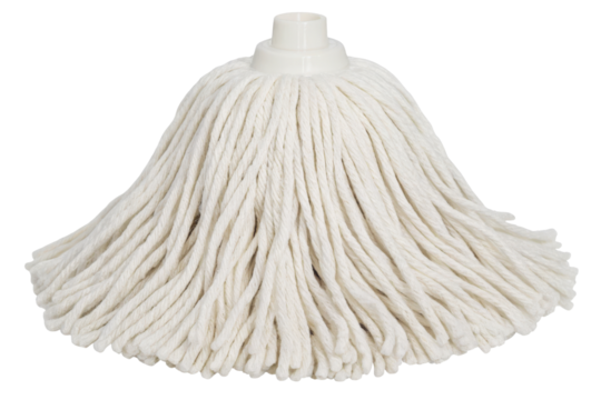 White cotton mop head isolated with transparent background