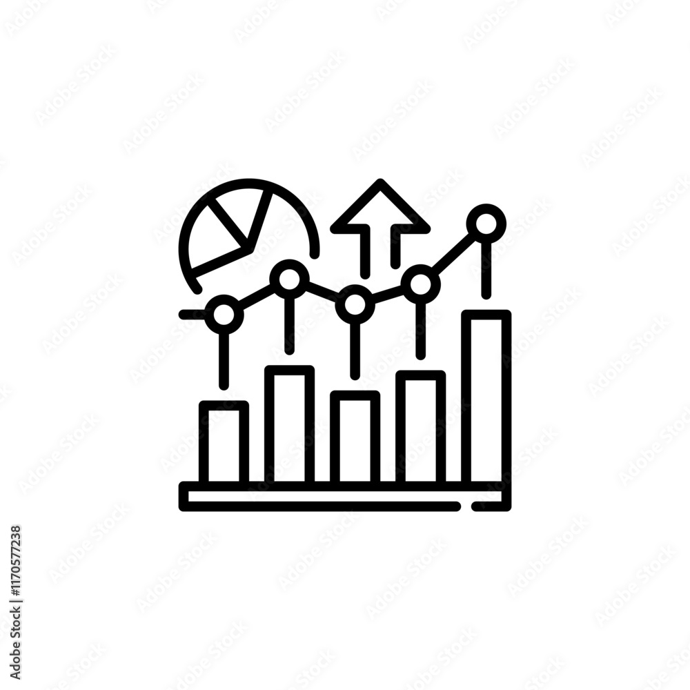 Poster growth chart line icon. linear style sign for mobile concept and web design. outline vector icon.