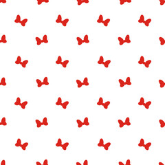 seamless pattern features red Bows silhouettes on a white background, creating a stylish and modern design perfect for textiles, wallpapers, and decorative purposes