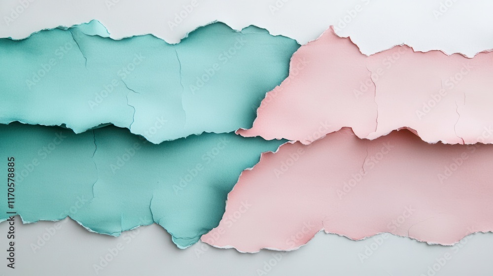 Poster soft pencil strokes create a gradient effect in torn paper, showcasing a blend of pastel colors