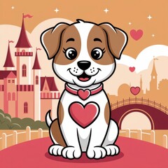 Fototapeta premium dog with a gift