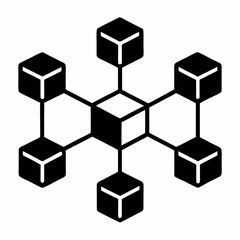 Blockchain Network Silhouette Vector Art