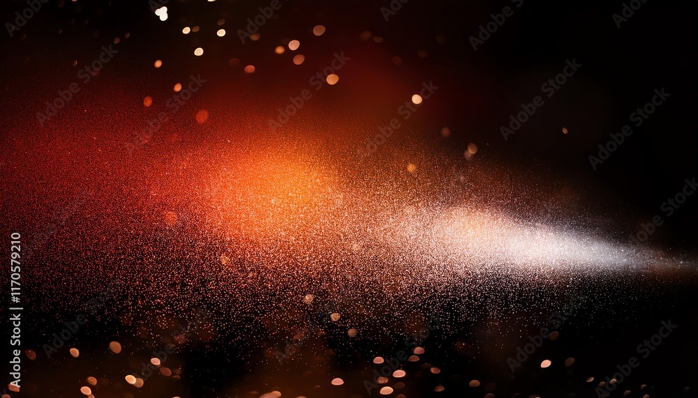 Poster an abstract image depicting a spray of particles against a dark background, highlighting a range of 
