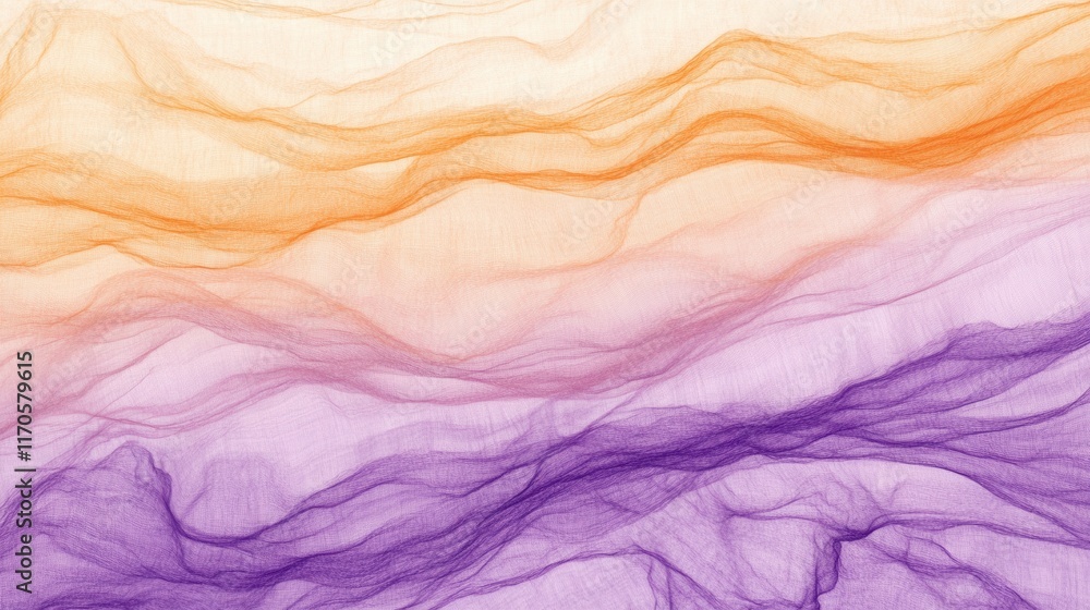 Poster soft pastel lavender and amber translucent fabric flows gracefully, creating an ethereal visual expe