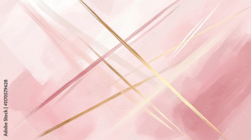 Poster Soft pink background with muted strokes and golden accents creating an elegant and calming atmosphere ideal for design projects