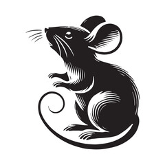 Detailed mouse silhouette for creative media projects - Mouse black vector
