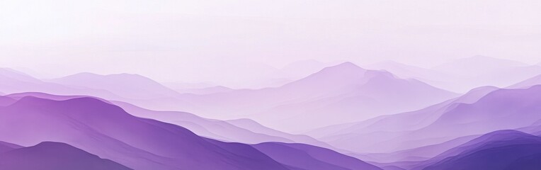 Lavender minimalist landscape showcasing soft hills and serene mountain vistas at dawn