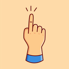 Tap Hand Gesture Vector Illustration Icon. Flat Cartoon Style