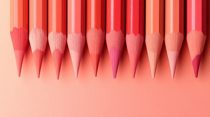 Gradient of pencil strokes showcasing a variety of warm tones from deep red to soft peach in a minimalist style
