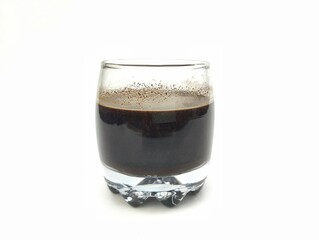 Black coffee in glass isolated on white background