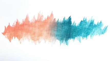 Minimalist pencil strokes create a gradient of warm coral and cool teal colors blending seamlessly on a white background