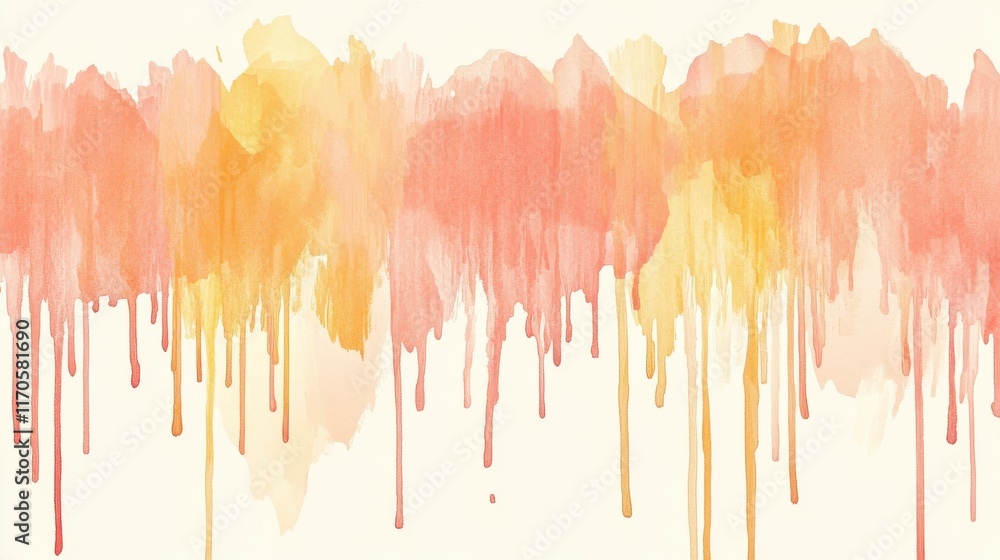 Poster Minimalist composition featuring warm color gradients with gentle dripping effects on a light background