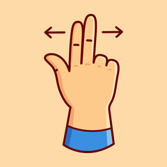 Slide Hand Gesture Vector Illustration Icon. Flat Cartoon Style