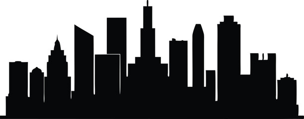 Houston City Skyline Silhouette Vector, City Buildings Black Clip art Vector
