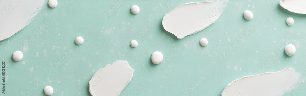 Poster soft pastel mint background with dotted pencil strokes creating a minimalist artistic design in a ca