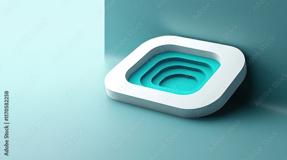 Poster modern minimalistic digital icon design with turquoise and white color palette and subtle gradient b
