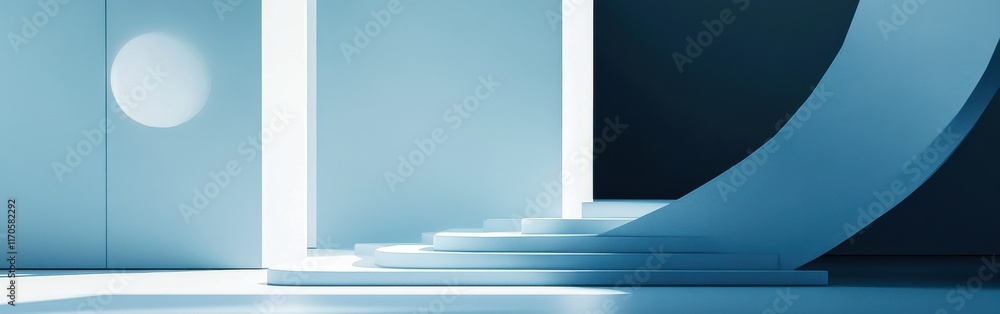 Aufkleber modern minimalist design featuring blue monochromatic elements with circular and geometric shapes