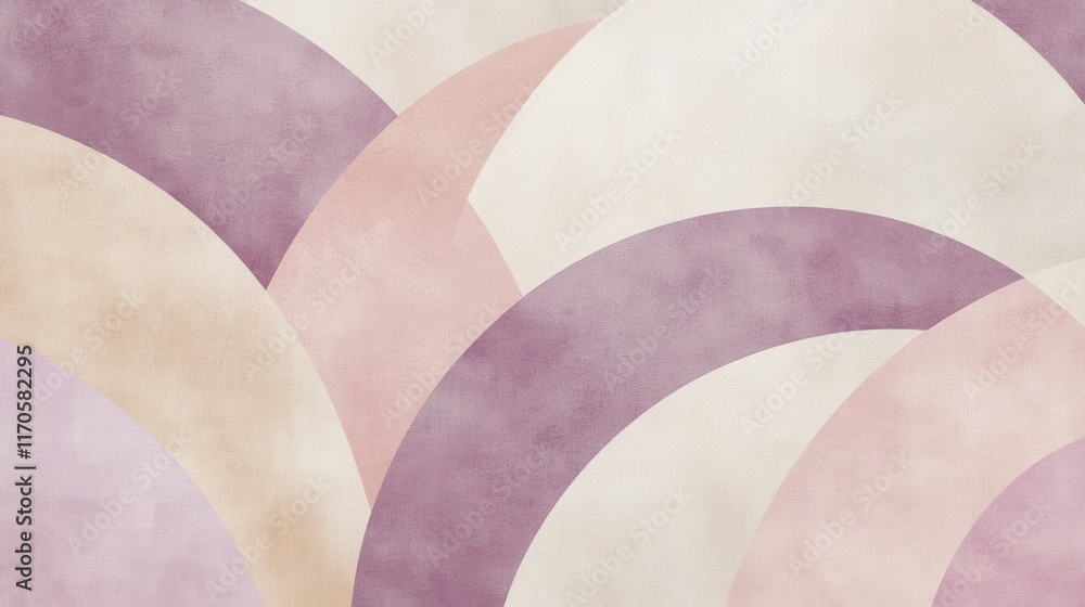 Poster geometric abstract design with soft curves and pastel colors highlighting minimalism and modern aest
