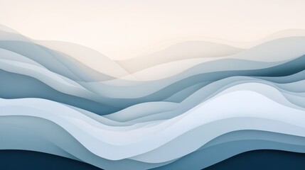 Fototapeta premium Minimalist gradient design featuring soft flowing waves in serene shades of blue and white creating a calming atmosphere