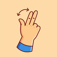 Rotate Hand Gesture Vector Illustration Icon. Flat Cartoon Style
