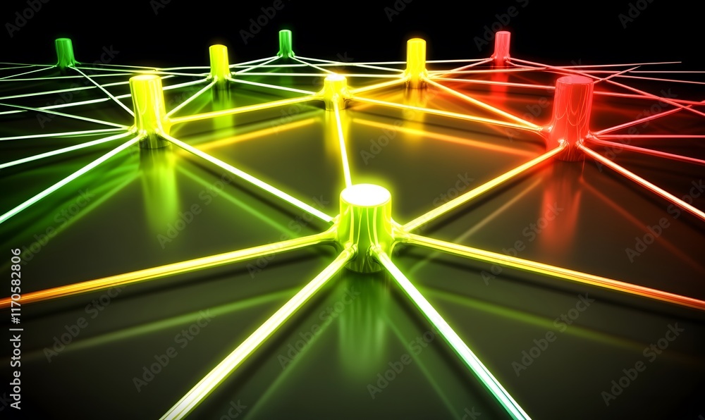 Poster abstract network connection glowing nodes.