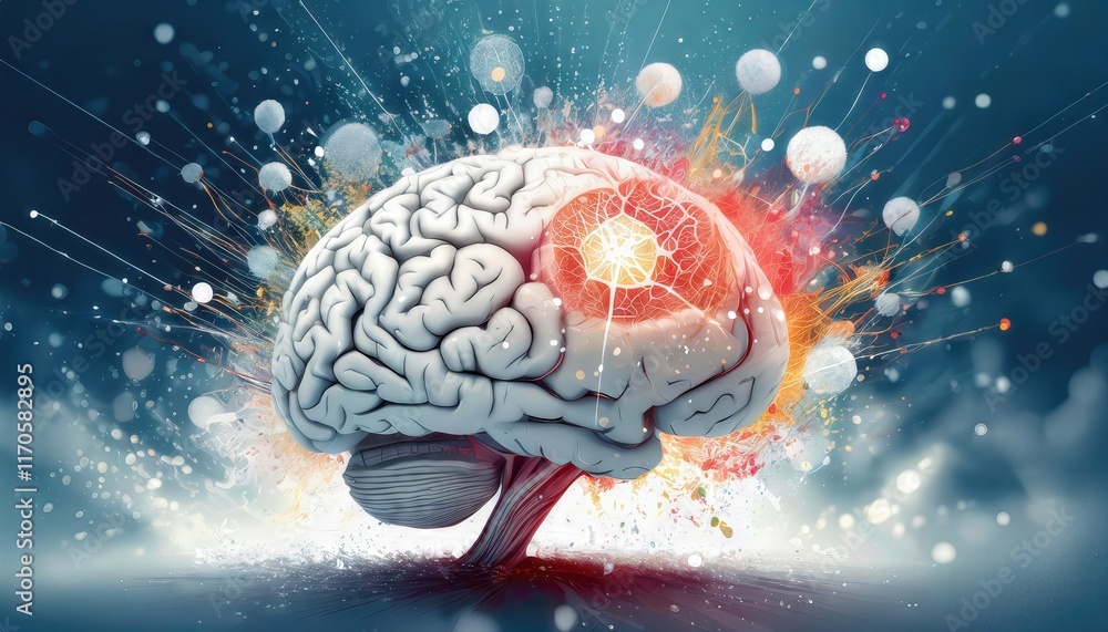 Poster explosive surge of creativity a concept art representation of the human brain unleashing boundless k