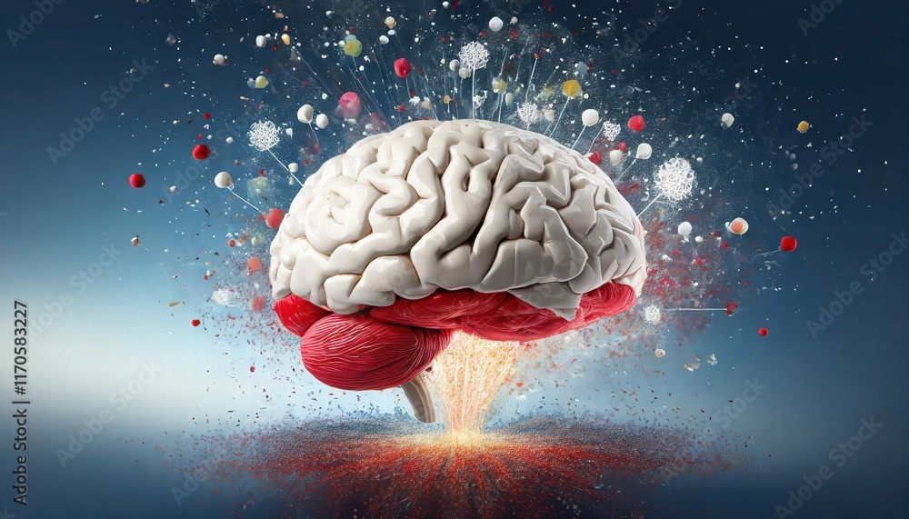 Poster bursting with brilliance a concept art representation of a human brain exploding with knowledge and 
