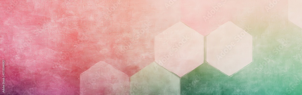 Poster Elegant minimalist design featuring delicate hexagonal shapes in soft pastel colors creating a serene atmosphere
