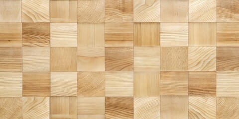A high-resolution wooden butcher block texture with natural grain details, arranged in a square mosaic pattern, ideal for architectural designs and backgrounds.