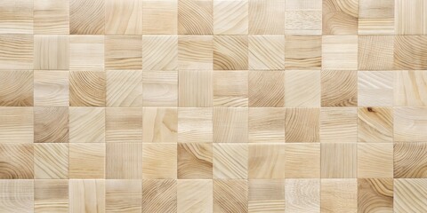 A pristine white wooden butcher block texture arranged in a square mosaic, showcasing delicate wood grain details, ideal for modern design and clean aesthetics.