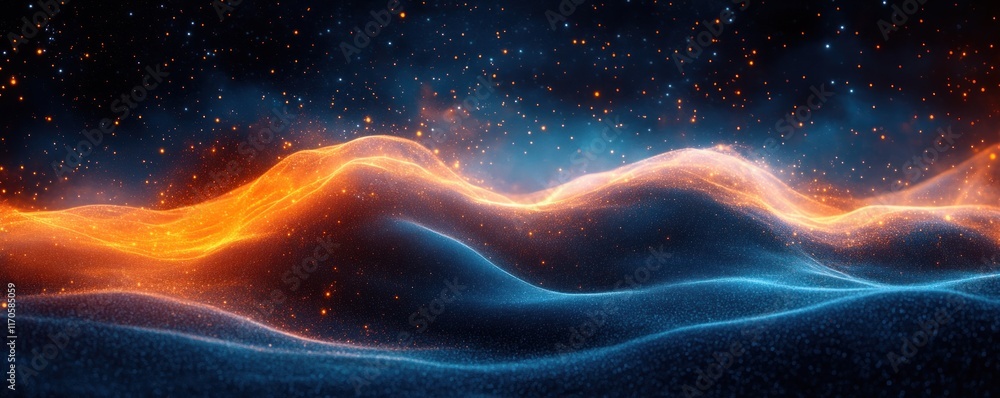 Leinwandbilder futuristic abstract digital landscape background for technology neural networks and data transfer