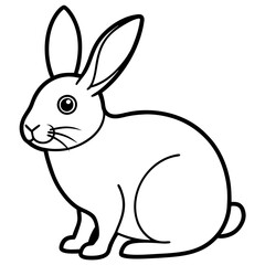 Cute Silhouette of a bunny line art vector cartoon illustration