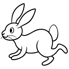 Cute Silhouette of a bunny line art vector cartoon illustration