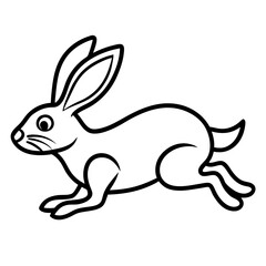 Cute Silhouette of a bunny line art vector cartoon illustration