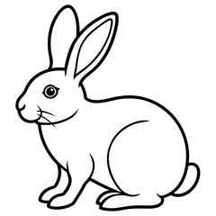 Cute Silhouette of a bunny line art vector cartoon illustration