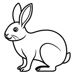 Cute Silhouette of a bunny line art vector cartoon illustration