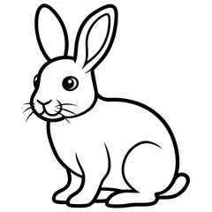 Cute Silhouette of a bunny line art vector cartoon illustration
