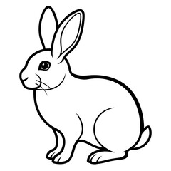 Cute Silhouette of a bunny line art vector cartoon illustration